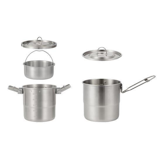 3L 304 Stainless Steel Camping Bowl with Folding Handle Portable Outdoor Hiking Backpacking BBQ Picnic Travel Cooking Pot Cookware Dishware