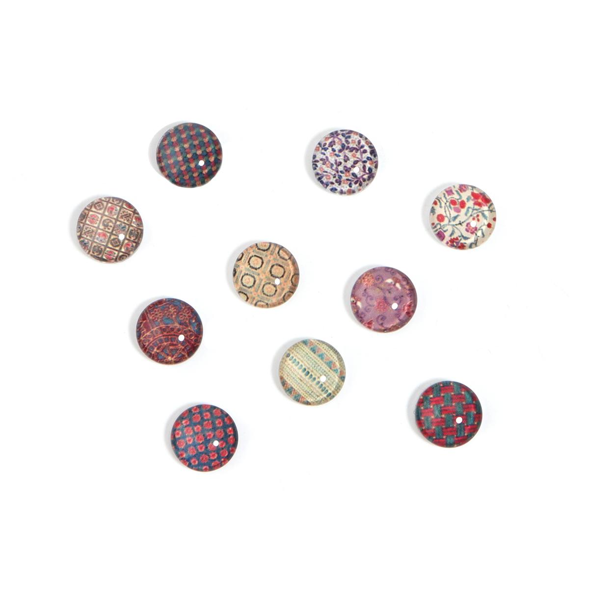

10Pcs Ethnic Style Pattern Glass Cabochon Beads Round Flat Back Glass Beads For Jewelry Making DIY Necklace Charms Accessories