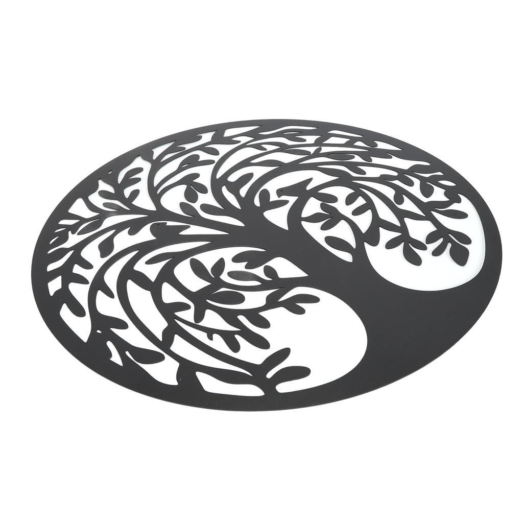 Kovový strom Nástěnné umění Odolné proti rzi Kulatá nástěnná plaketa Dekor do obývacího pokoje Ložnice Venkovní Černá 11.81