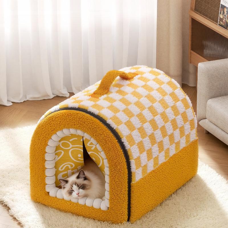 Winter Warm Heated Cat Beds House Timed Electric Blanket Closed Cat House Kitten Kennel 9-level Temperature Control Cat Tent