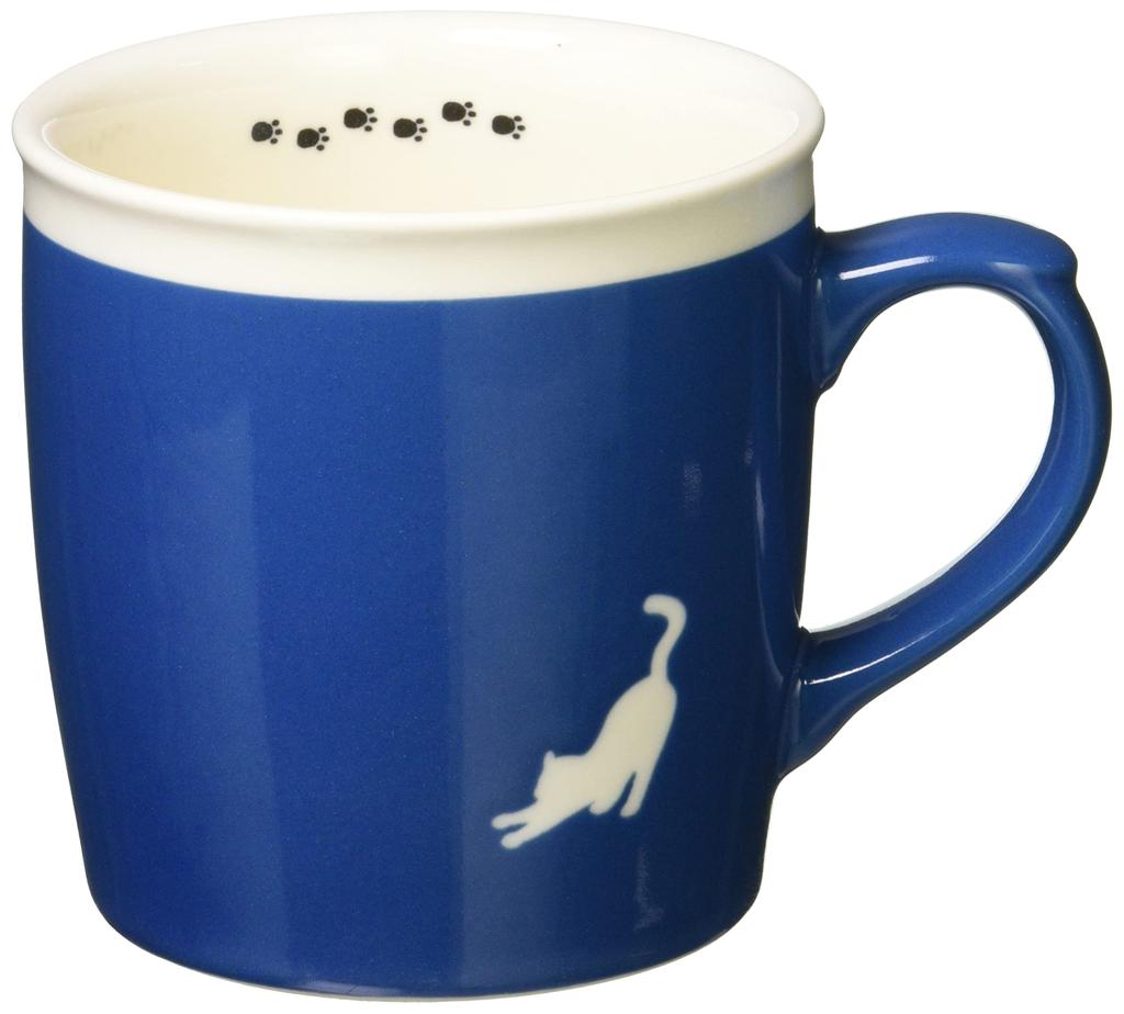 Kaju Al Life (Kakuni) Mino Ware Mug Silhouette Cat Navy K14200