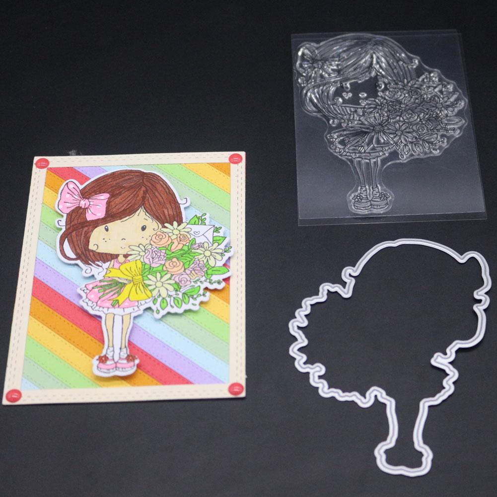 Borda de Buquê de Menina Estêncil Metálico Prateado Corte e Relevo Morre Para Scrapbooking DIY Álbum de Papel Cartões Fabricação