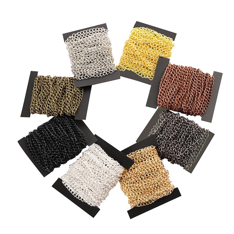 2 Meter flache 2,5/3,5/4,5 mm Verlängerungskette aus Metallgliedern, Schmuckherstellung, DIY-Halskettenzubehör, Komponenten, Großhandel