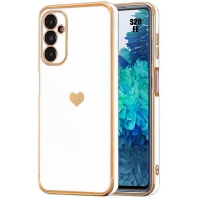 Schutzhülle - BOOLING - für Samsung Galaxy S20 FE - Herzmuster - Stoßfest - Kratzfest - Weißes Silikon