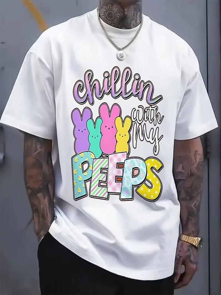 Chillin With My Peeps Easter Bunny Graphic Tee Holiday Shirt Unisex Gift S3XL Unisex T-Shirt XXXL
