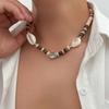 Ingemark Boho Coconut Husk Wooden Beads Conch Beads Chain Necklace for Men Summer Beach Vintage Adjustable Choker Daily Jewelry