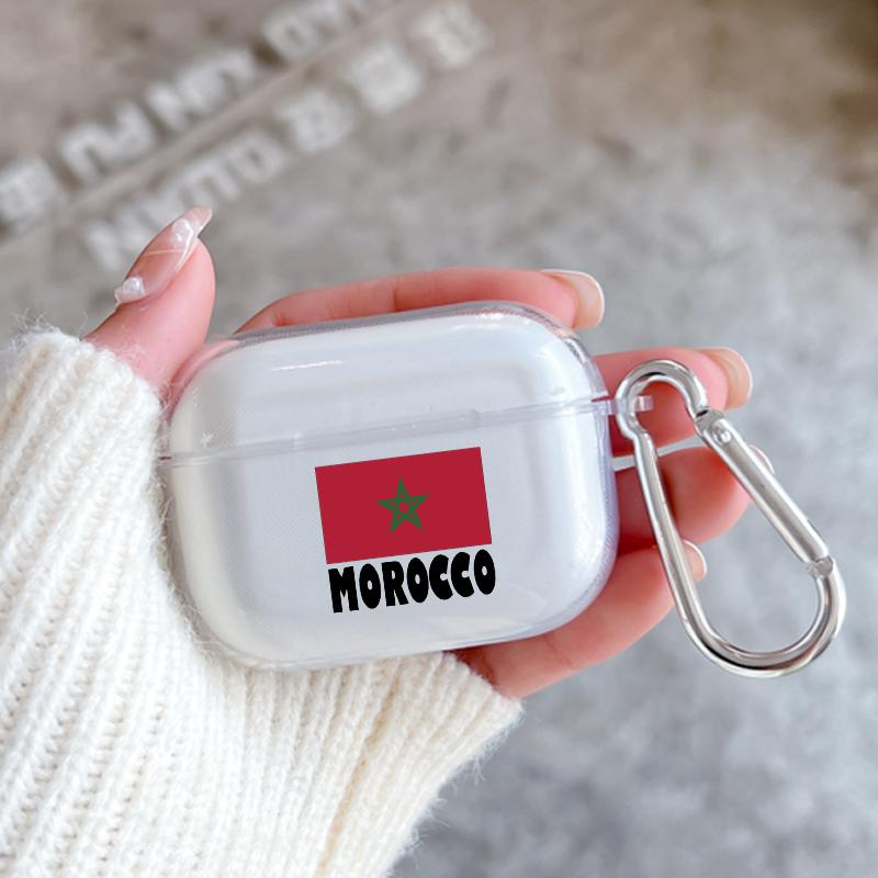 

Silicone Case for Apple Airpods 2 1 Earphone Cases With Hook Morocco Flag Soccer For Airpod Pro 3 Pro2 Clear Protective Covers Airpods 3