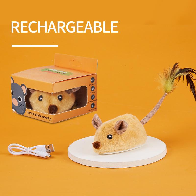 Hanging Sound-sounding Mouse Plush Cat Toy, Chirping Mouse Self-amusement Cat Toy