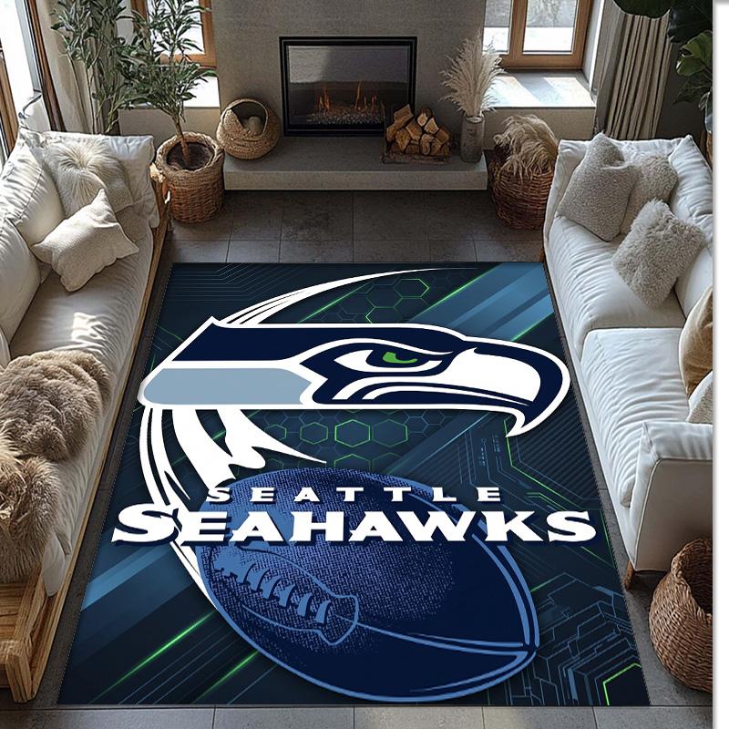 Tappeto in Velluto Cristallo Seattle Seahawks Morbido Anti?Tappetino Antiscivolo Comodo per Casa Soggiorno Camera da Letto Tappeto Decorativo