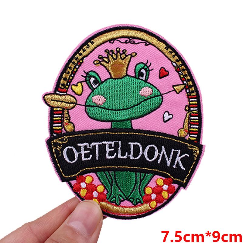 Niederlande Oeteldonk Wappen Karneval Aufnäher Gestickte Aufnäher Für Kleidung DIY Frosch Karneval Aufbügelbilder Feier Geschenke