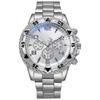Men'S Watch Steel Belt Quartz Watch False Three-Eye Blue Light Large Dial Business Fashion Men'S Watch
