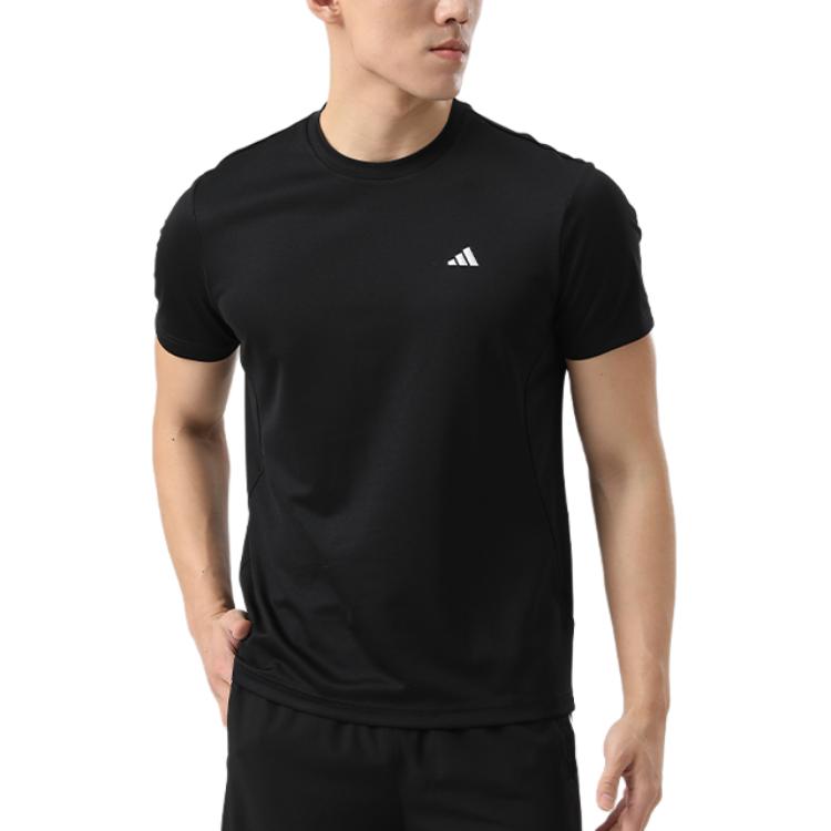 Adidas Classic Three Stripes Quick-Dry T-Shirt Breathable Casual Fashion Trend Sports Crew Neck Short Sleeve Men Tops Black KC3741