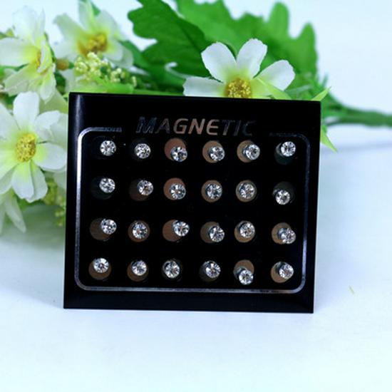 

12 пар магнитных серег в стиле сияющих страз 4 мм для мужчин и женщин
