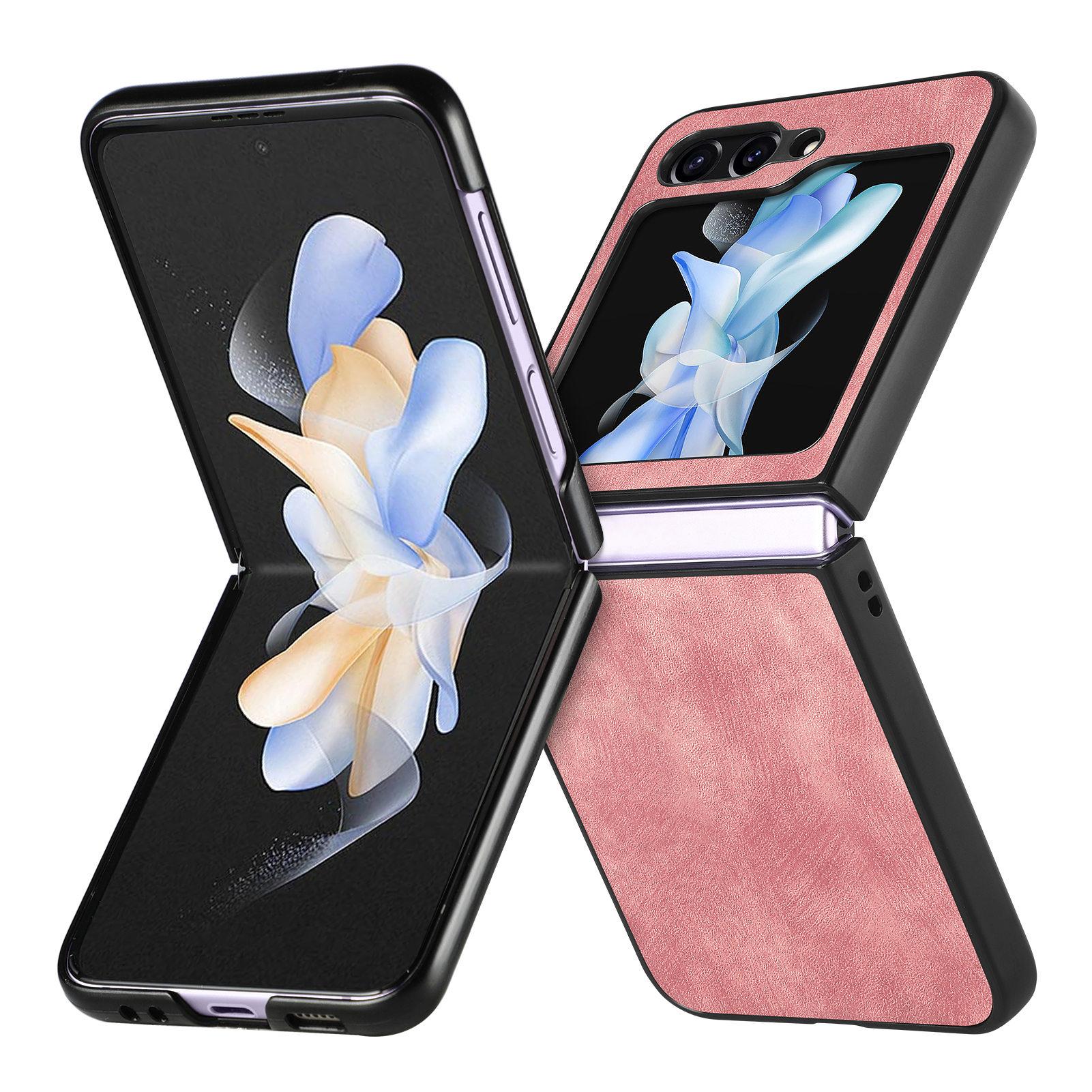 

For Samsung Galaxy Z Flip7 FE 5G/Z Flip6 5G Case Vintage Leather+PC Slim Fit Phone Cover Pink