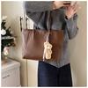 Large Capacity Fashion Tote Bag Women Detachable Charm Faux Leather Shoulder Bucket Purse Commuter Handbag