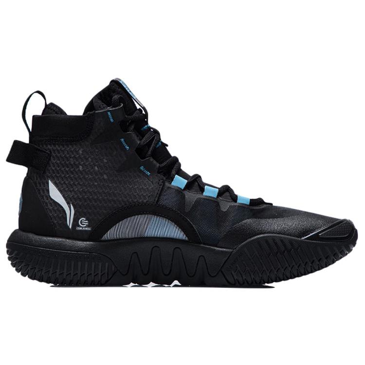 Li Ning Badfive 2 Abrasion Resistant Breathable High Top Basketball Shoes Men's Black Blue ABFR001-1