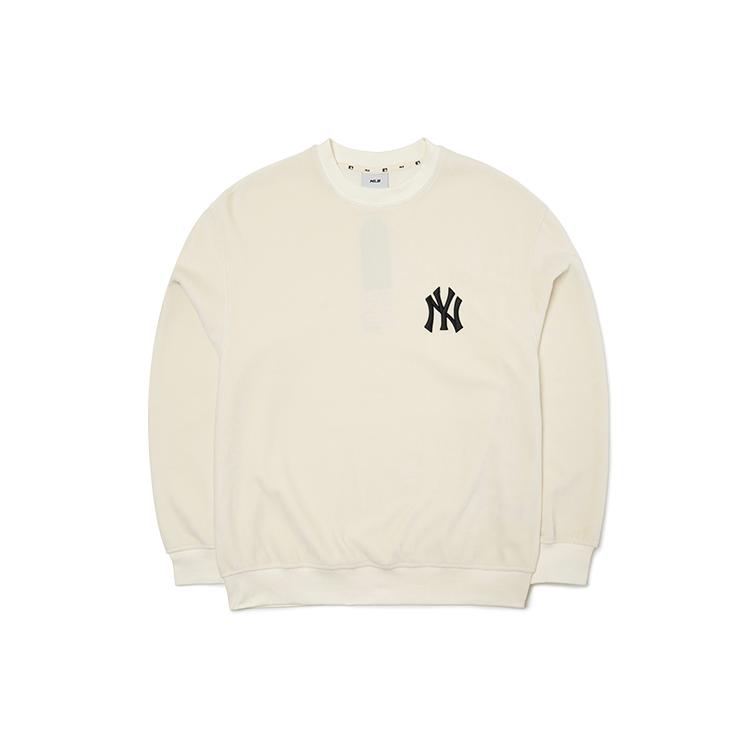 New MLB Base Logo Sweatshirts Unisex White 3AMT00314-50CRS