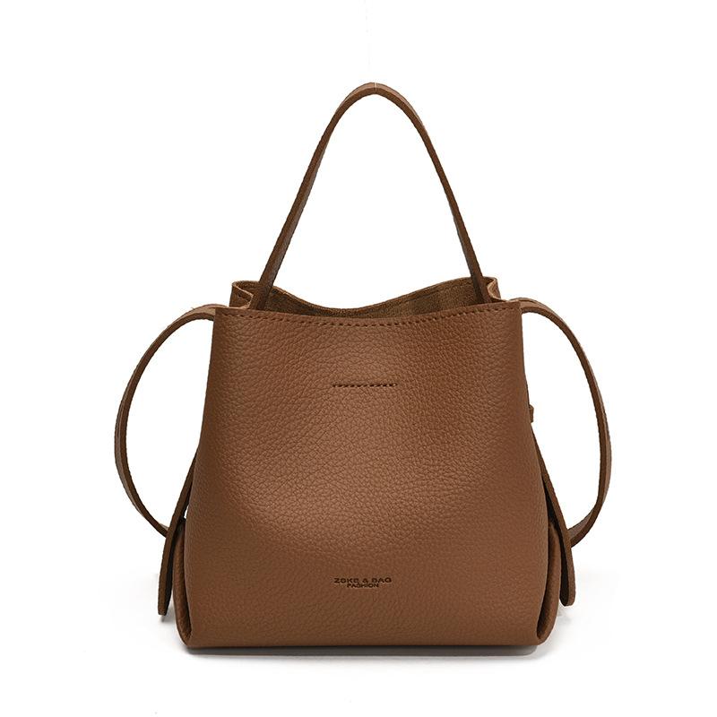 Texture fashionable and simple small bag women's new trendy bucket bag shoulder crossbody bag