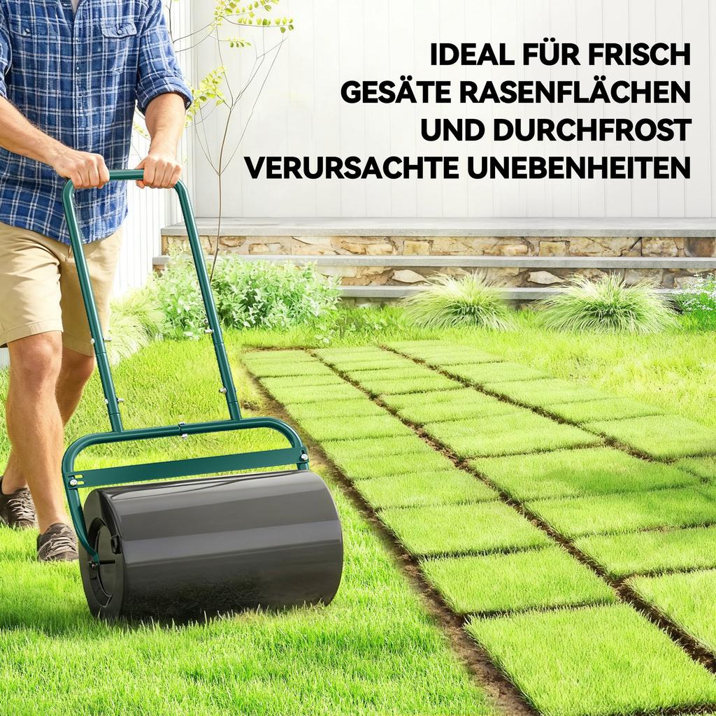 38L Fillable Cylinder Steel Lawn Roller - Dark Green