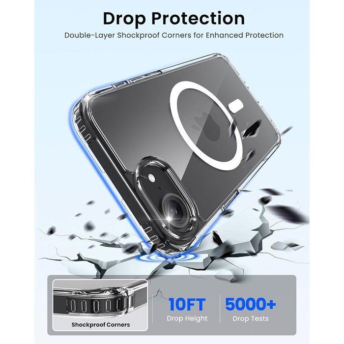 Transparent Case - BOOLING - for iPhone 16e - Shockproof - 2 Tempered Glasses - 2 Rear Camera Protectors