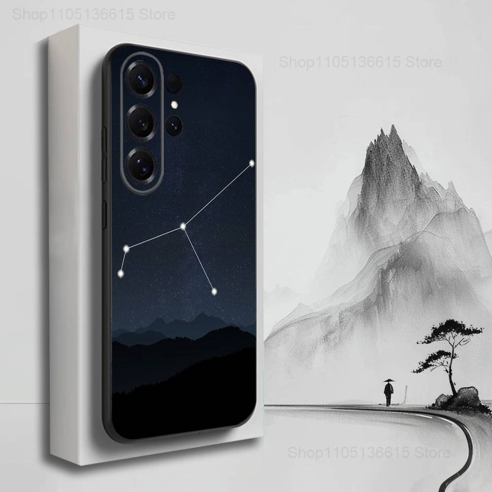 Constellation Art Twelve Phone Case For Samsung S22,S21,S20,S10,S9,S25,S24,S23,Ultra,FE,Plus,Lite,Soft Silicone Black