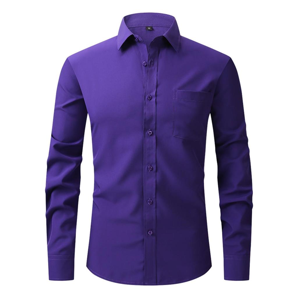 Vierseitiges Stretch-Hemd für Herren, Business-Casual-Langarmshirt