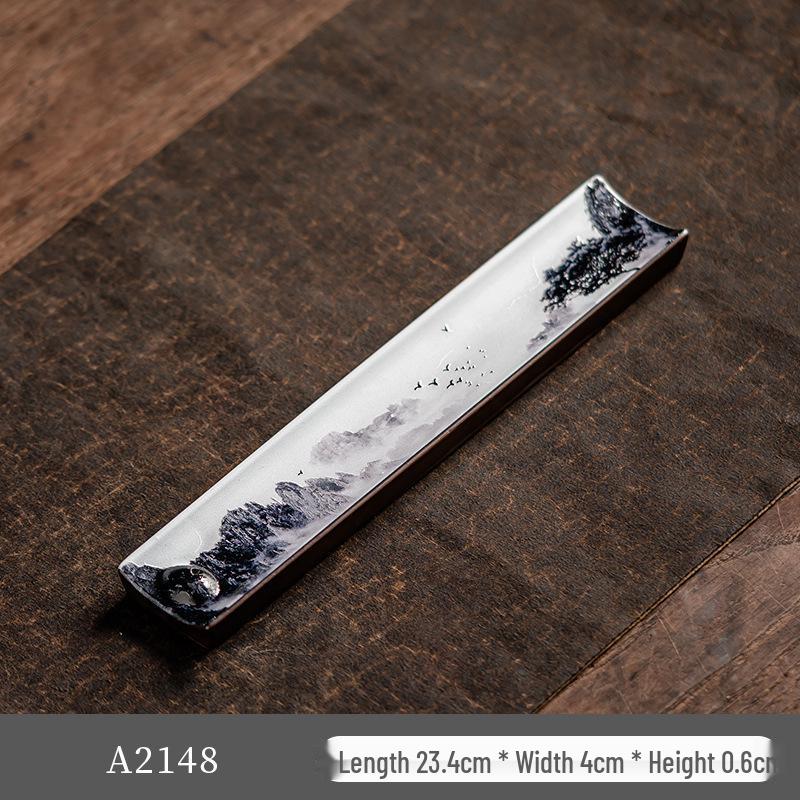 Guochao River & Mountain Ceramic Incense Holder - Retro Incense Stick Tray for Indoor Use