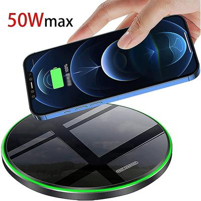 Neue aktualisierte Version des 15/30/50 Watt kabellosen Ladegeräts für iPhone und Android, Weiß, Schwarz, Rot, Gold, Handy-Ladestation