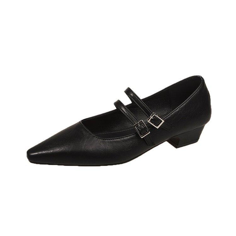 Retro low-heeled Mary Jane women's shoes, new pointed thick heels, shallow mouth temperament commuting single shoes women