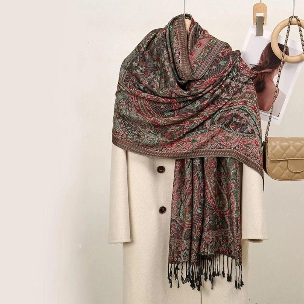 Long Ethnic Style Scarf Printed Cashew Headscarf Luxury Islamic Turban Women