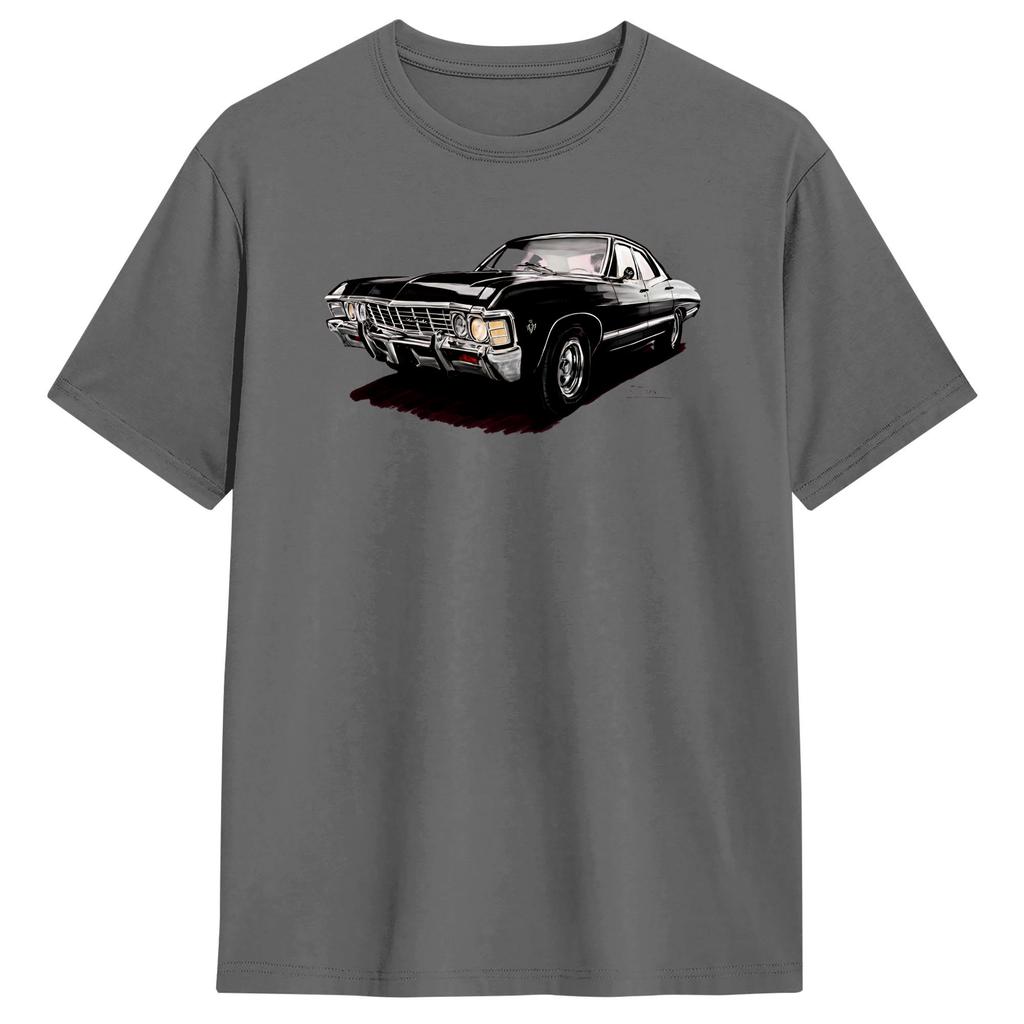 Supernatural Impala T-Shirt Sommer 100% Baumwolle T-Shirts Für Unisex Harajuku Bedrucktes T-Shirt Kurzärmlig Y2K Lustiges Oberteil Tees