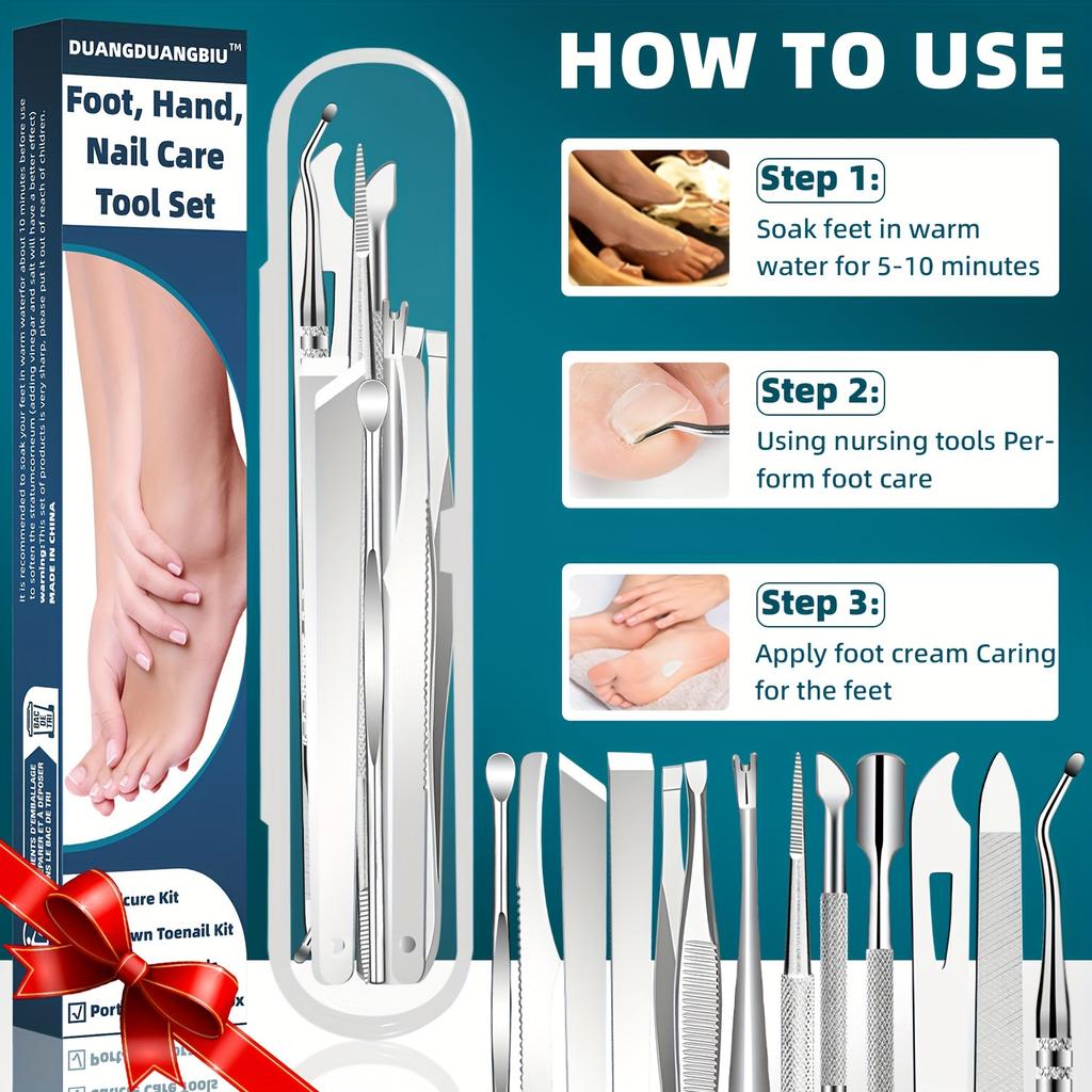 10-Piece Stainless Steel Ingrown Toenail Clipper Set, Odorless Foot Care Manicure Kit, Halloween Gift