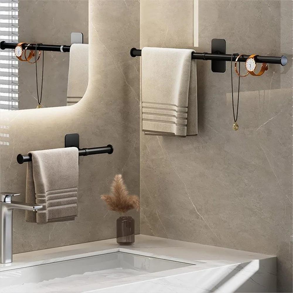 35/45/55cm Towel Rack Towel Hanger Bath Towel Holder Wall Hanging Towel Bars Bathroom Shelf Kitchen Storage Rack
