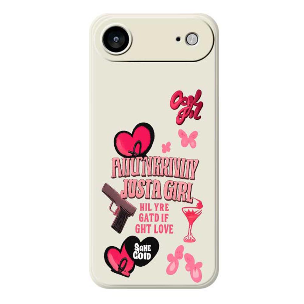 For iPhone 17 Air Case Pink Elements Pattern Printing Straight Edge TPU Phone Back Cover