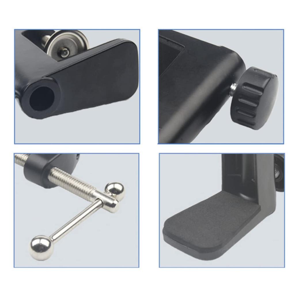 Abaodam 2-Piece Aluminum Alloy Microphone Clamp Holder Base Non-slip Desk Clamp Black