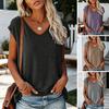 Dames Tops V-hals Korte Mouw Losse Pasvorm Zomer Blouse Zacht Ademend Casual Basis Laagjes T-shirt