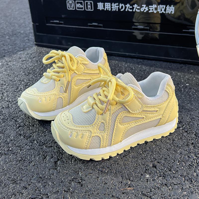 

Girls Sneakers Mesh Breathable Candy Color Kids Sports Shoes Soft Sole 2025 Spring Autumn Children Casual Running Shoes Non-slip 33 жовтий