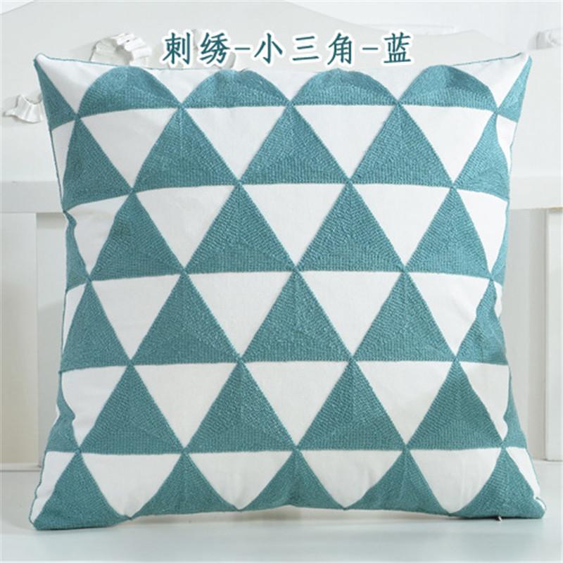 45x45cm Green Blue Geometric Cotton Embroidery Sofa Cushion Cover Home Living Room Pillow Case Bedroom Decoration