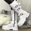 Luxury Brand Woman Boots  Winter New Pu Leather Platform Fashion Lace Up Punk Gothic Booties Casual Work Shoes Botines Mujer