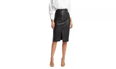 Genuine Soft Lambskin Leather Handmade Party Formal Stylish BLACK Women's Skirt