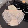 Girls Summer Satin Stitching Lace Skin-friendly Breathable Bag Hip Mid Waist Triangle Briefs