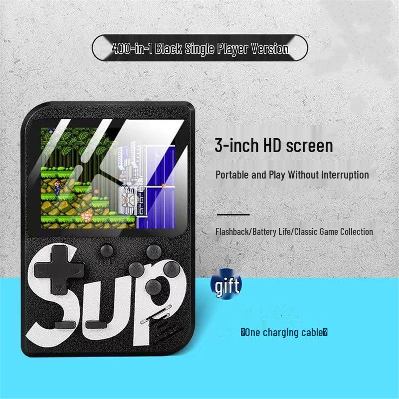 Handheld-Spielekonsole: 400 klassische Spiele, Mario, Tetris, Zwei-Spieler, Wiederaufladbar