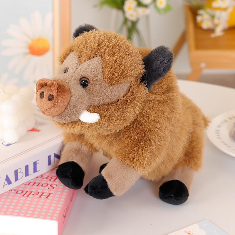25/30cm Simulation Wild Boar Pig Animal Plush Toy Soft Furniture Decoration Long Hair Throw Pillow Fun Cartoon Christmas Gifts