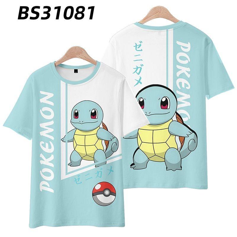 2024 Pokemon Squirtle Anime T-Shirt Summer Short Sleeve Top For Kids Everyday Style