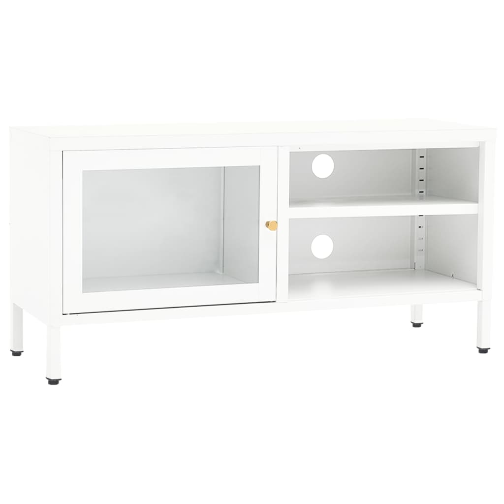 Vidaxl Szafka Pod Telewizor, Biała, 90X30X44 Cm, Stal I Szkło