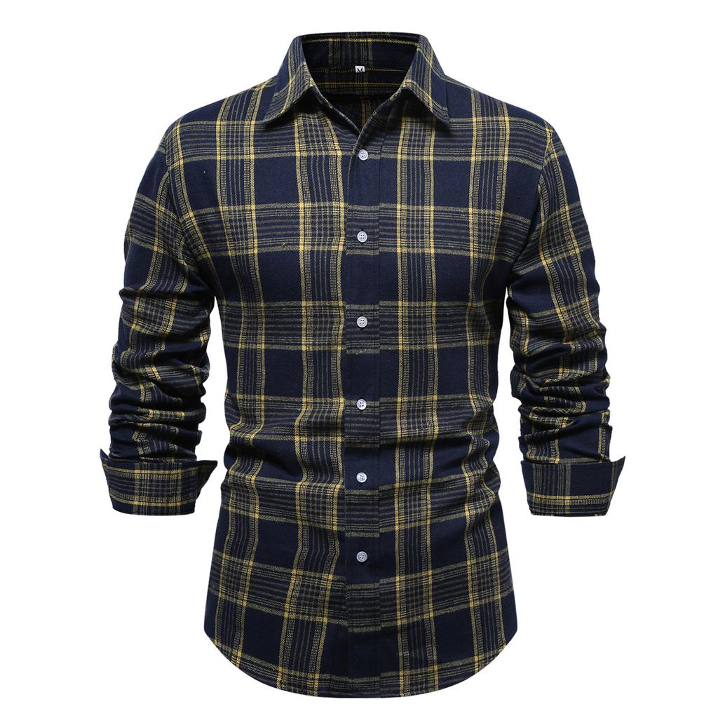 Mens Button Down Shirts Regular Fit Long Sleeve Casual Plaid Shirt
