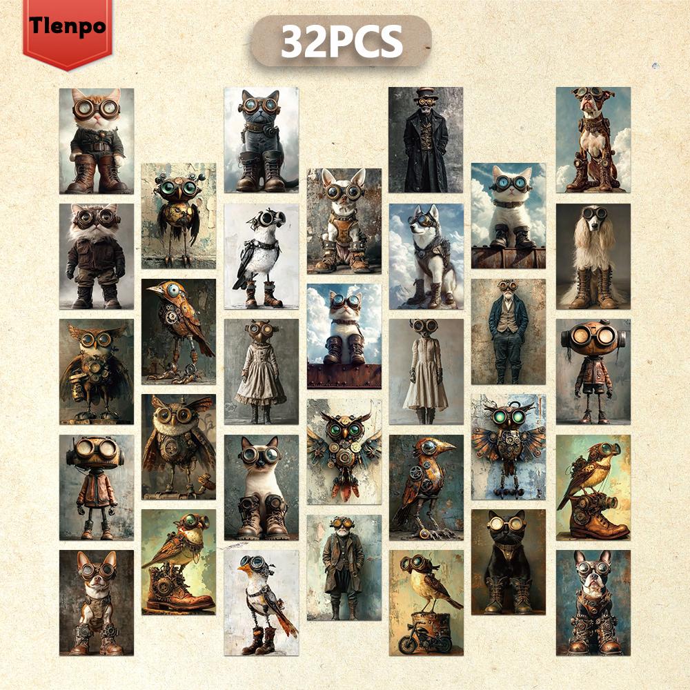 

32 шт., Ретро Абстрактная Открытка с Животными, Подарок на День Рождения/Юбилей, Коллекционная, Подходит для Дарения, Можно Отправить Почтой.