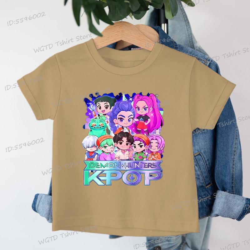 Soft Cotton Baby Girls Boys T Shirt KPop Demon Hunters Cartoon Cool Kids Tee Harajuku Toddler Girl Clothes Cotton Summer Tops