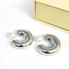 ZAKOL Chunky 316L Stainless Steel CC Hoop Earrings With Detachable Zircon Earplugs Personalized Gold Color Everyday Zircon