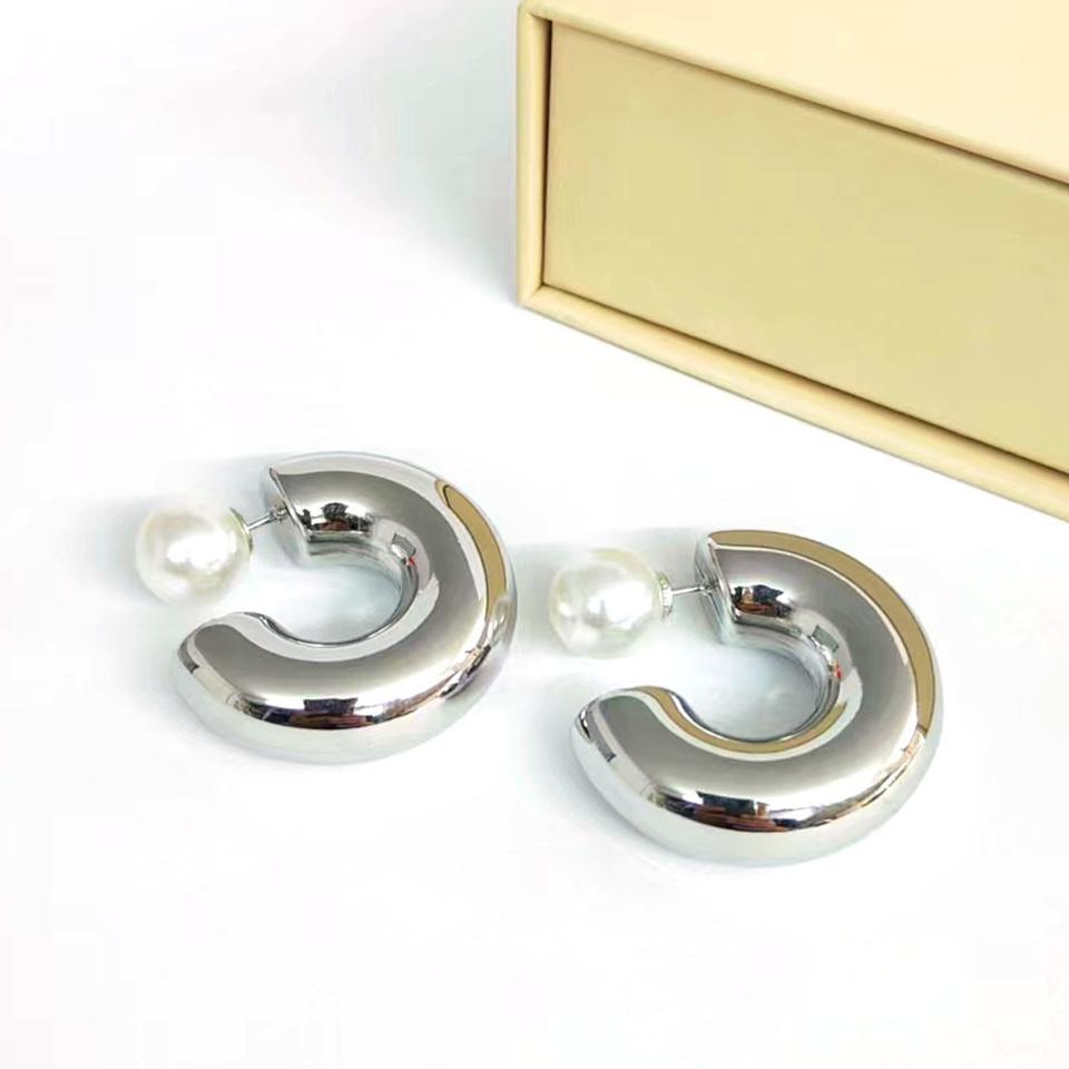 ZAKOL Chunky 316L Stainless Steel CC Hoop Earrings With Detachable Zircon Earplugs Personalized Gold Color Everyday Zircon